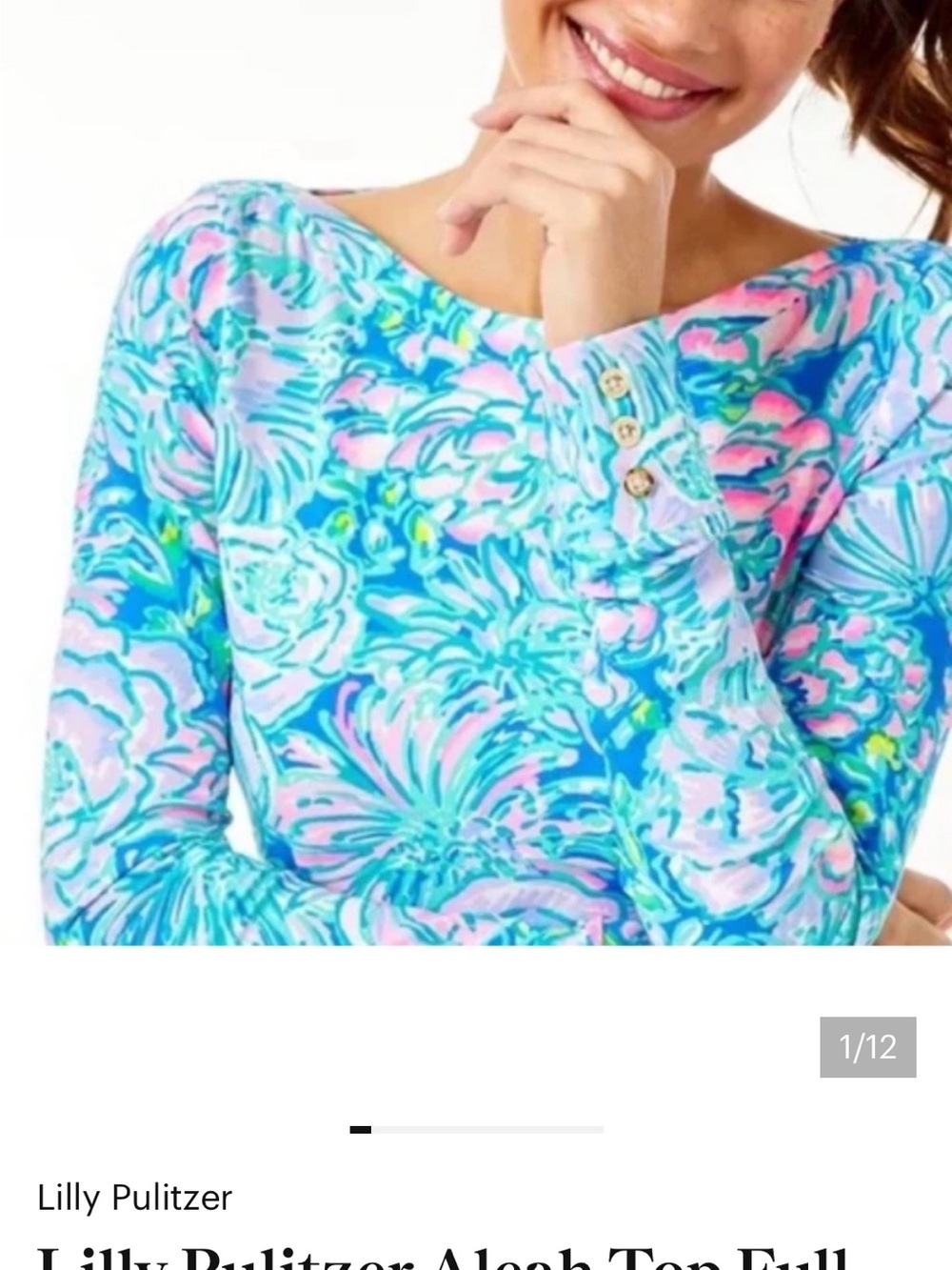 Lilly Pulitzer Aleah Boat-Neck Long Sleeve Top XS NWOT